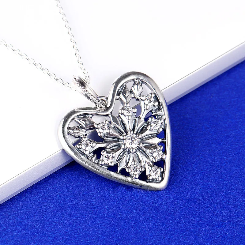 

Memnon Christmas gift link chain Necklaces for Women 925 sterling silver Heart of Winter pendant necklace Fine Jewelry NC0925