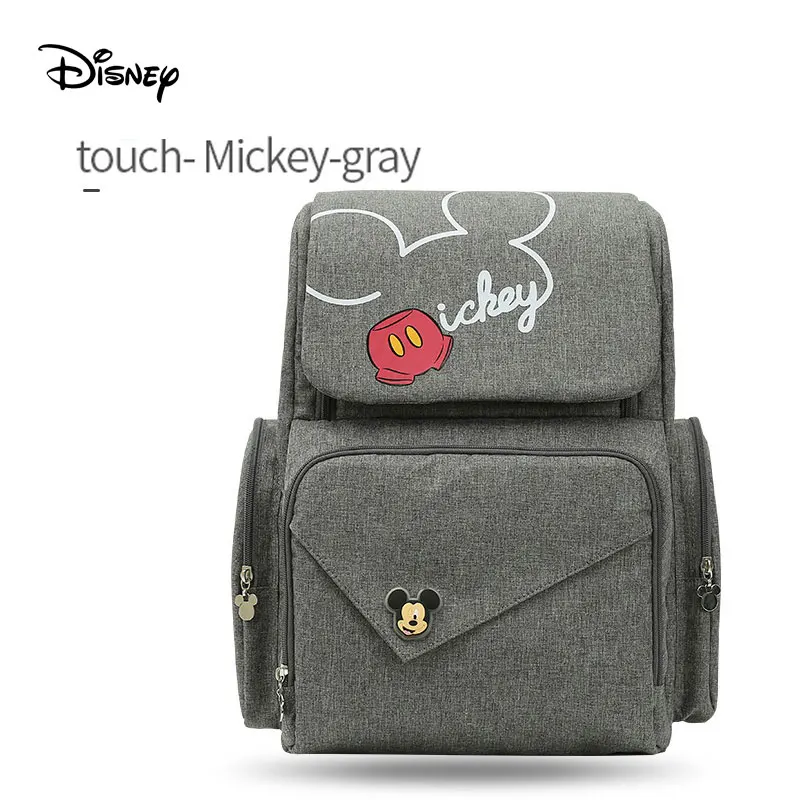 Сумка для подгузников disney с usb, сумка для мам, Сумка с Микки Маусом, сумка на молнии, многофункциональная сумка для матери и ребенка, сумка для плавания, рюкзак для путешествий - Цвет: Серый
