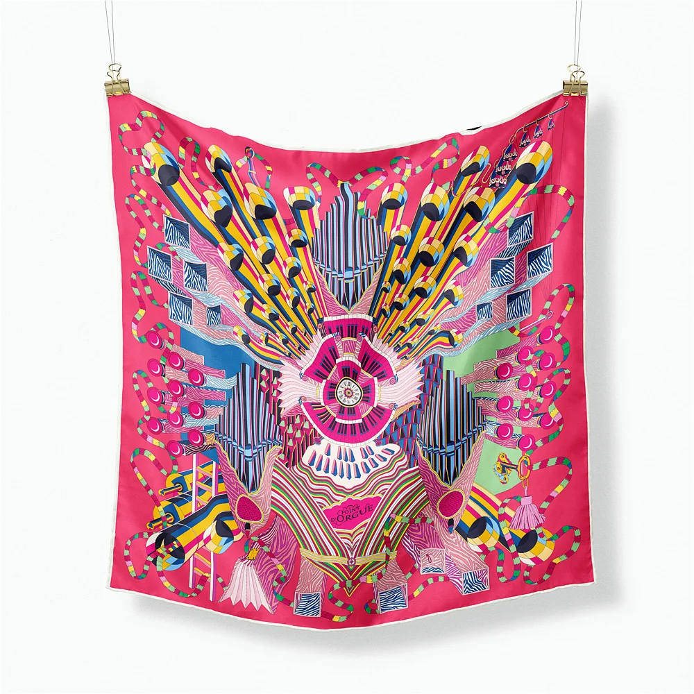 

Женский шёлковый шарф-бандана, квадратный роскошный модный шейный платок, 53 см