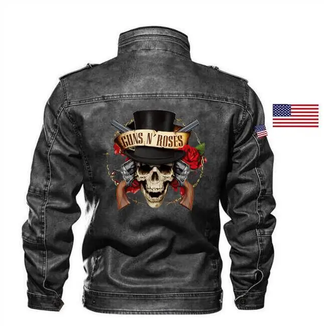 Кожаная куртка Goatskin Guns N'Roses тонкая кожаная мужская рок группы брендовая одежда +