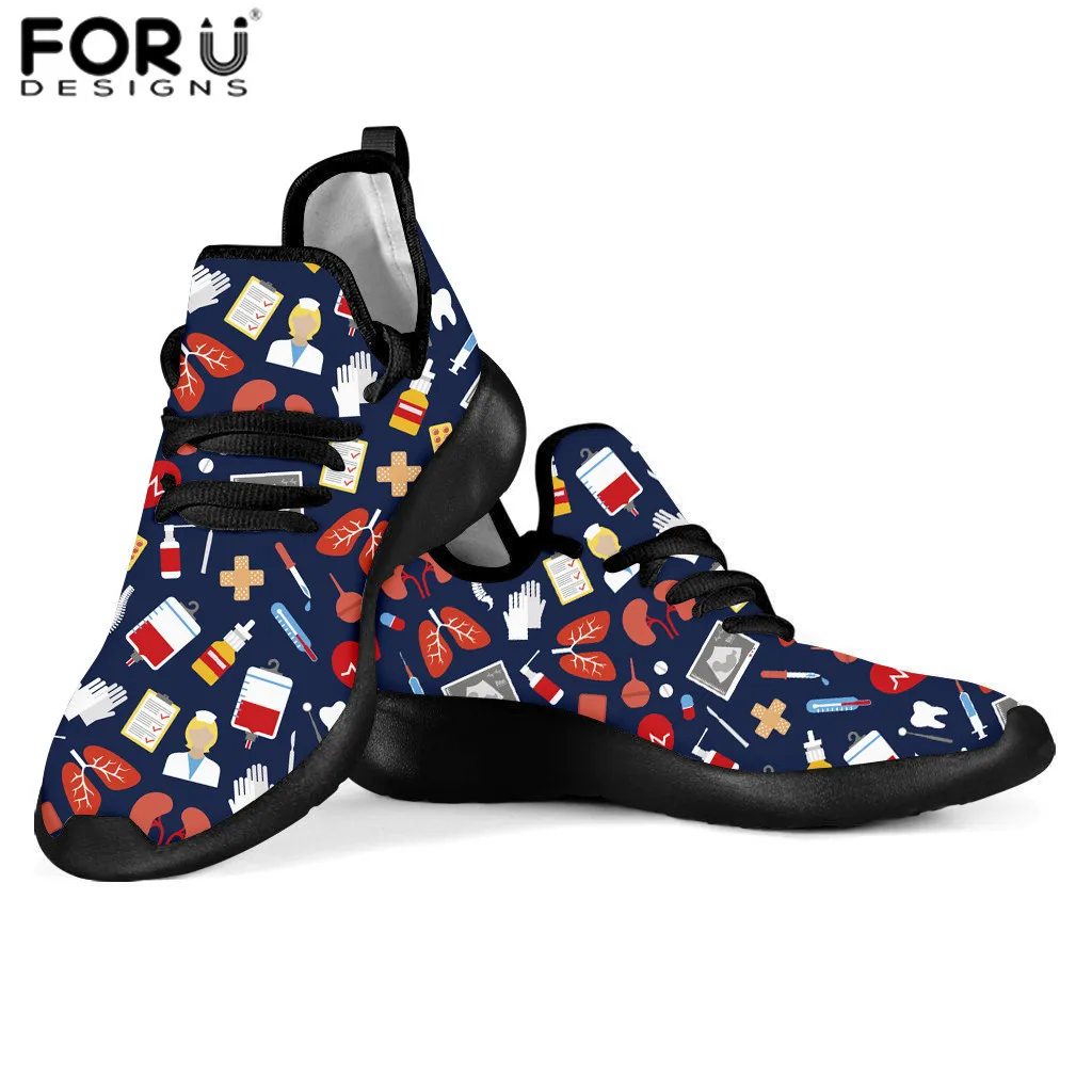 FORUDESIGNS/Женские повседневные кроссовки; Милые медицинские инструменты; стоматологический принт; женская трикотажная обувь на платформе; Черная пятница; scarpe donna - Цвет: HMF785Z60