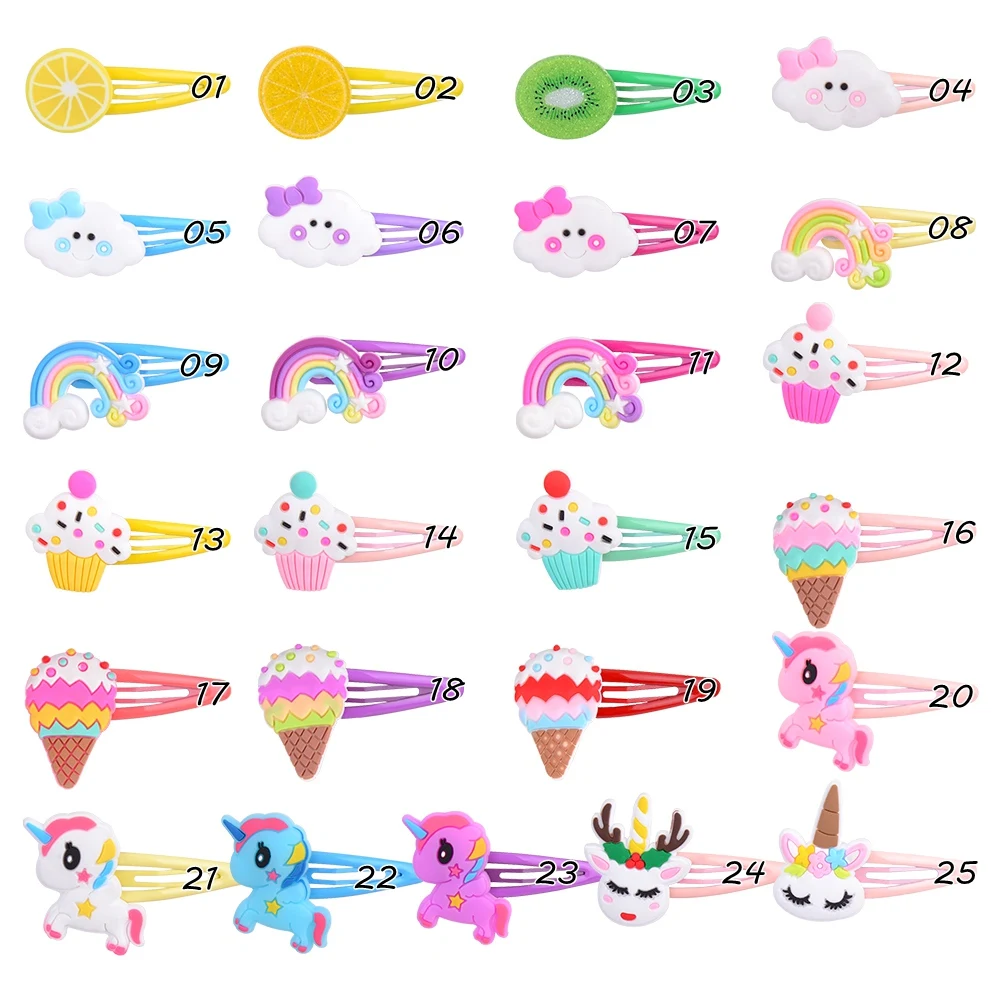 

5pcs/lot Unicorn Rainbow Clouds Hair Clip Mini BB Clip Kids Girls Cute Boutique Hairgrips Handmade Barrettes Hair Accessories