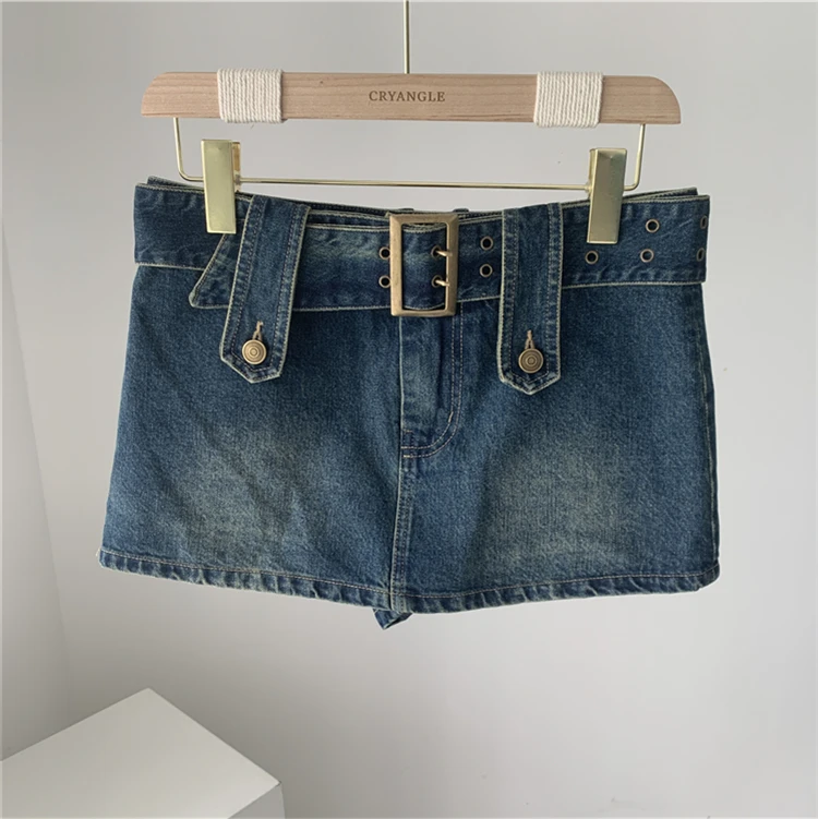 

2021 New Fashion Ins Summer Women Denim Skirts Sexy Female Casual A-Line High Waist Korean Mini Skirt With Belt Streetwear S130