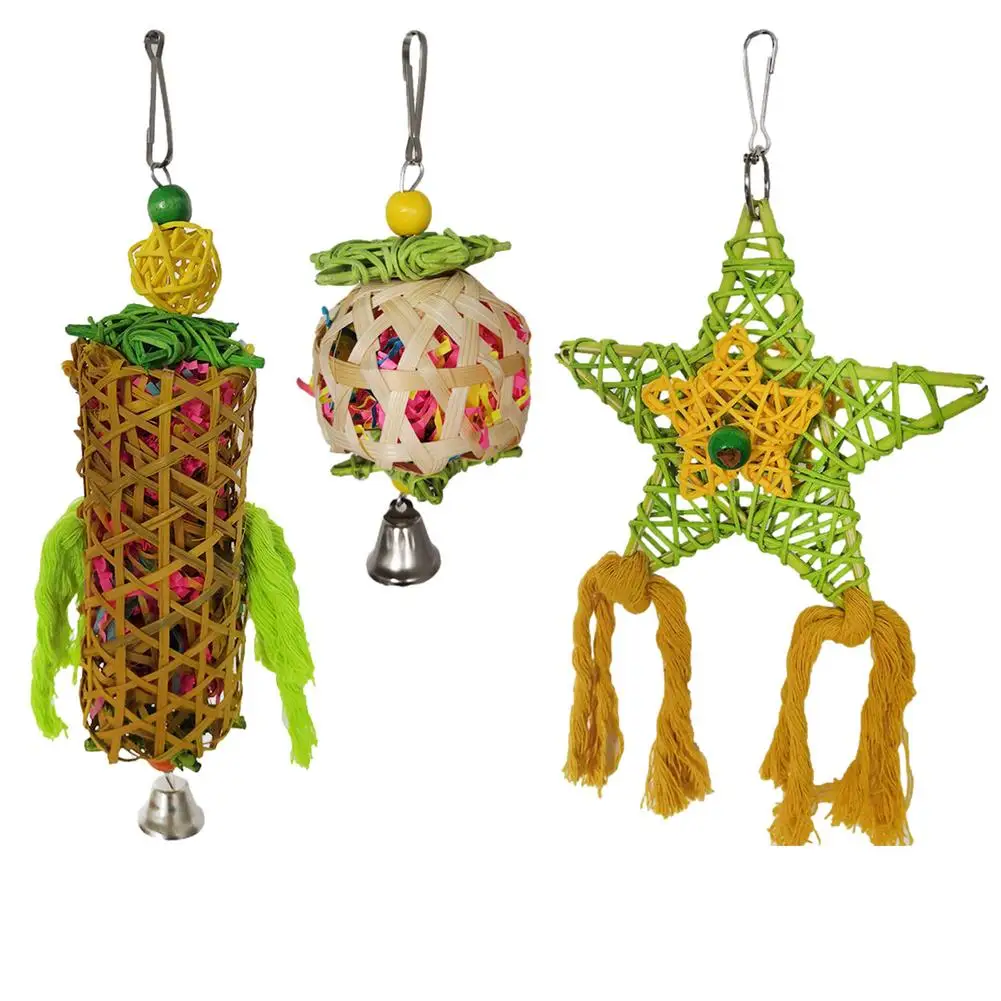 

Комбинированные игрушки в виде попугаев, безопасные игрушки из ротанга из 3 частей