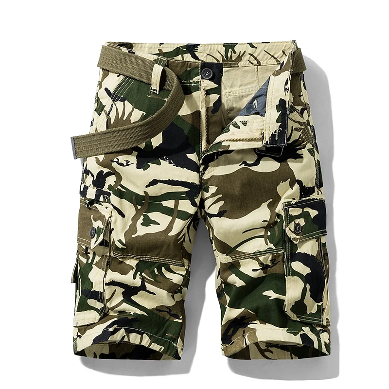 

Men Military Multi-Pocket Casual Camo Outdoors Cargo Shorts Men's Summer New Fashion Vintage Camouflage Cotton Cargo Shorts