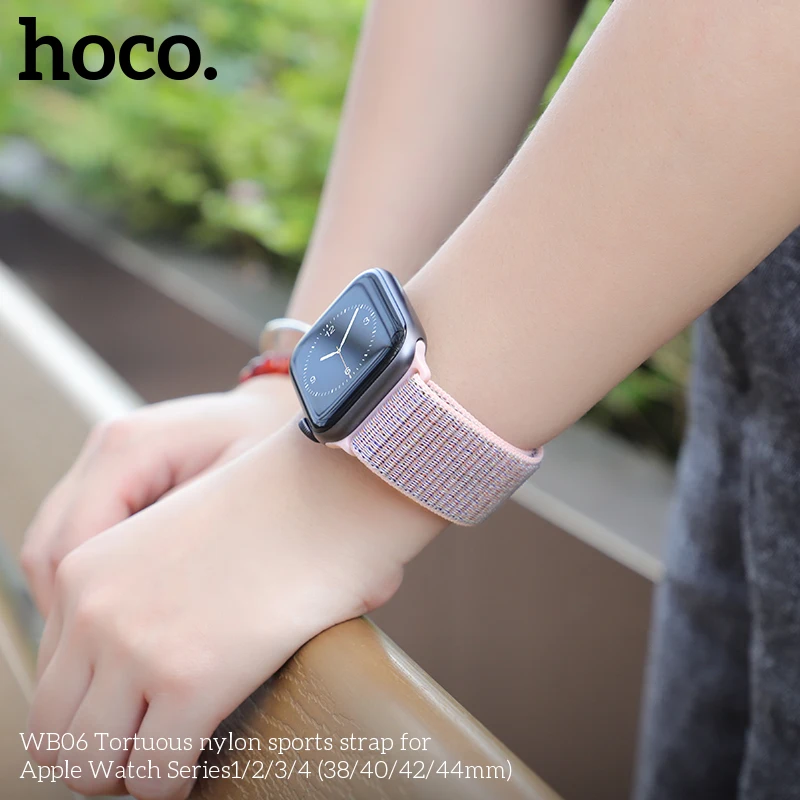 Hoco нейлоновый ремешок для Apple Watch, 4 ремешка, 44 мм, 42 мм, 40 мм, 38 мм, браслет Pulseira, аксессуары для часов, подходит для Apple Watch Series 5 Correas