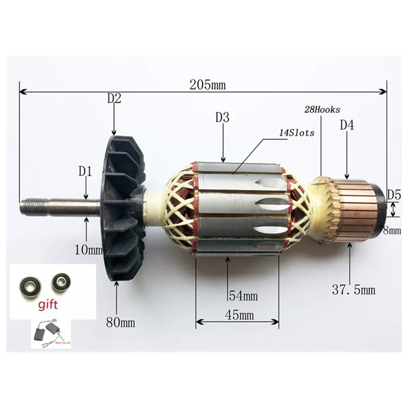 AC220-240V Rotor Armature Replace for Bosch GWS21-180 GWS20-230 PWS18-230 PWS20-230 PWS18-230 PWS18-230J Anchor