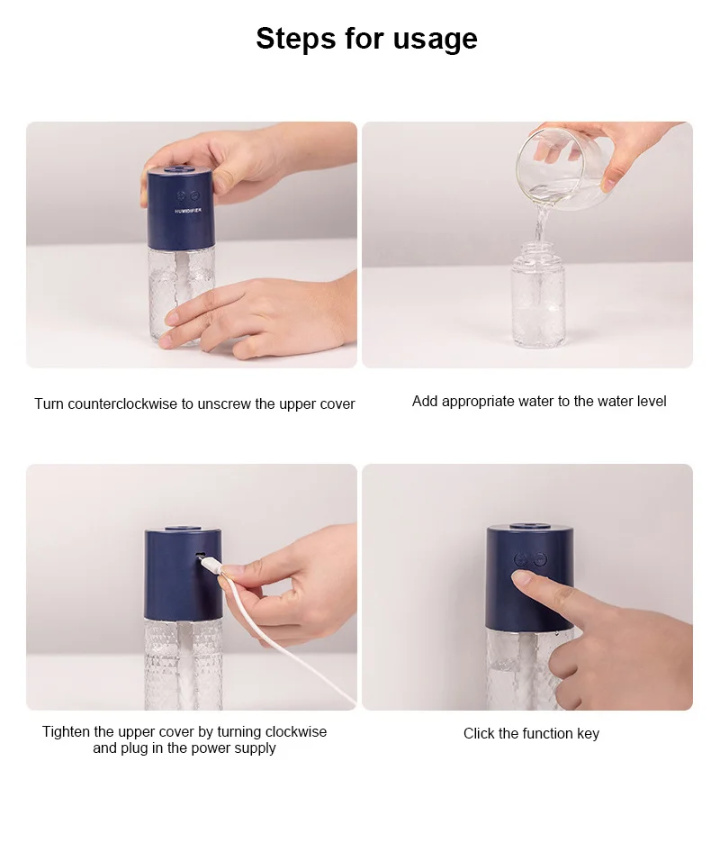 

200ml Air Humidifier USB Portbale Humidifier Wireless Diffuser Rechargeable Air Purifiers Essential Oil Cleaner Home