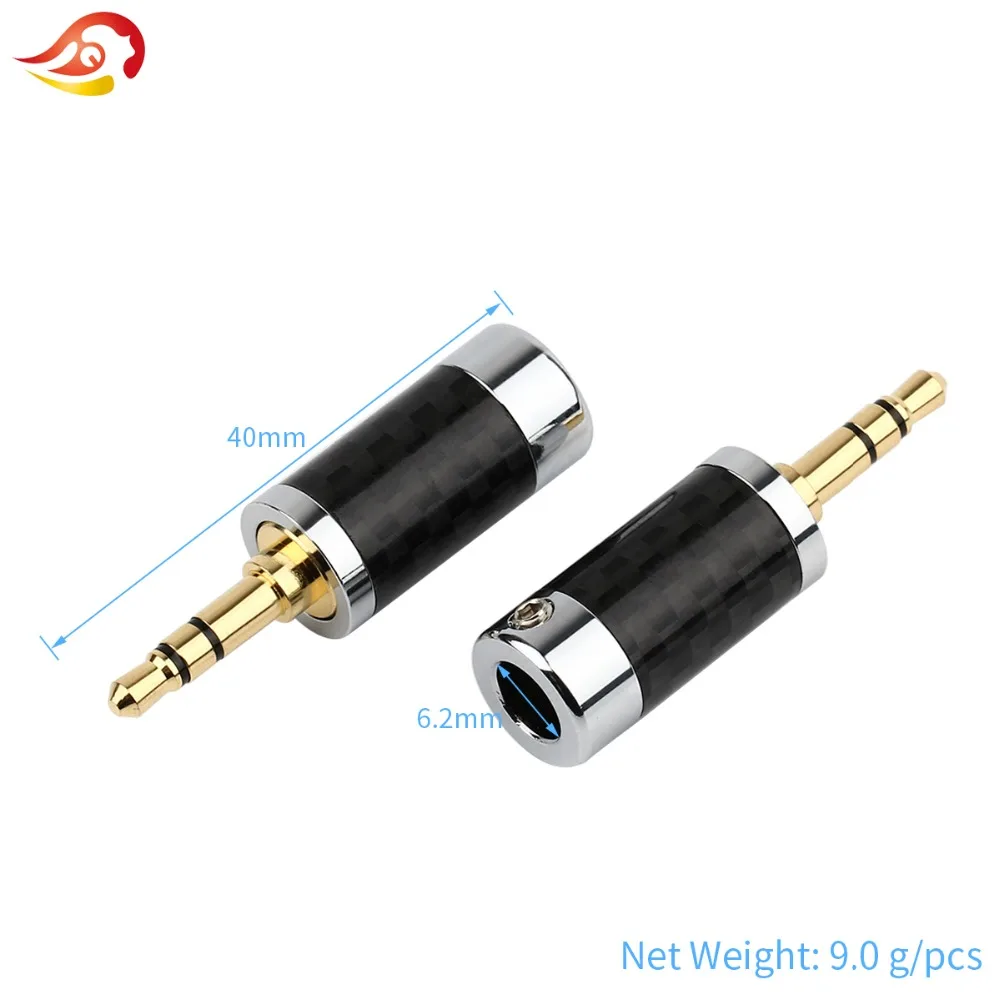 Qyfang 3,5 мм 3 полюс стерео углеродного волокна штекера наушников HiFi наушники золото/родием аудиоразъем 6,0 мм отверстие провода соединительная линия