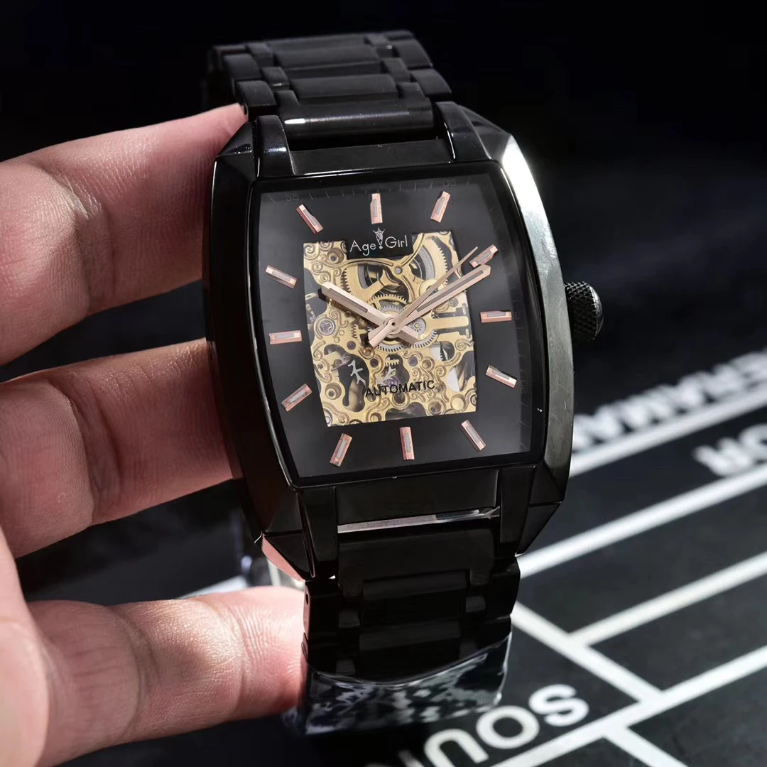 

Classic New Men Silver Rose Gold Silver Black Automatic Mechanical Sapphire Skeleton Transparent Limited Sport Watches AAA+
