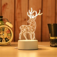 hyusb power night light led deer 3d eiffel tower acrylic table desk bedroom decor gift warm white lamp christmas decorationsy30