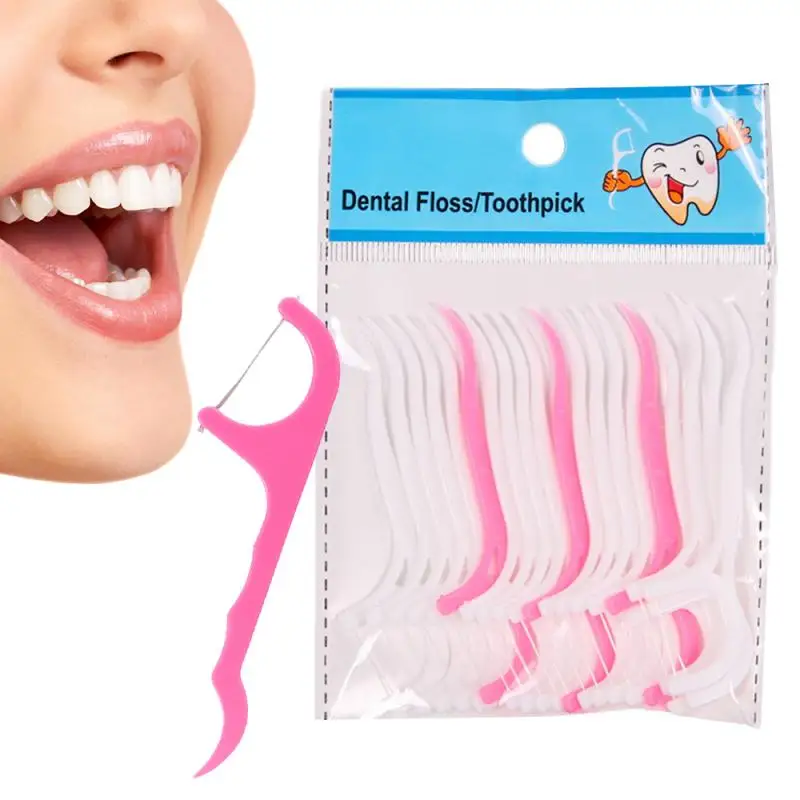 

50 Pcs/Lot Disposable Dental Flosser Interdental Brush Teeth Stick Toothpicks Floss Pick Oral Gum Teeth Cleaning Care Hygiene