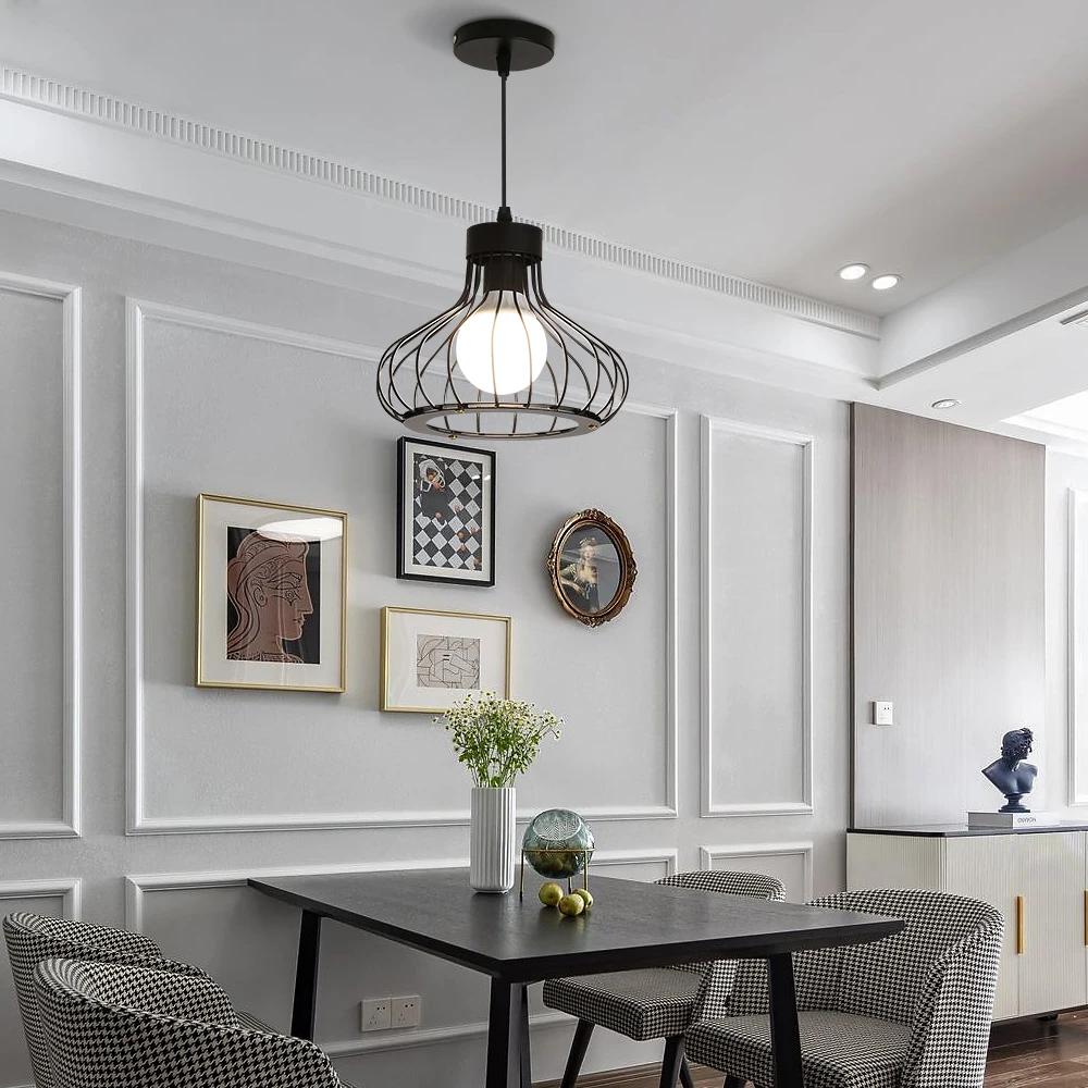 Подвесной светильник ретро промышленный металлический винтажная клетка