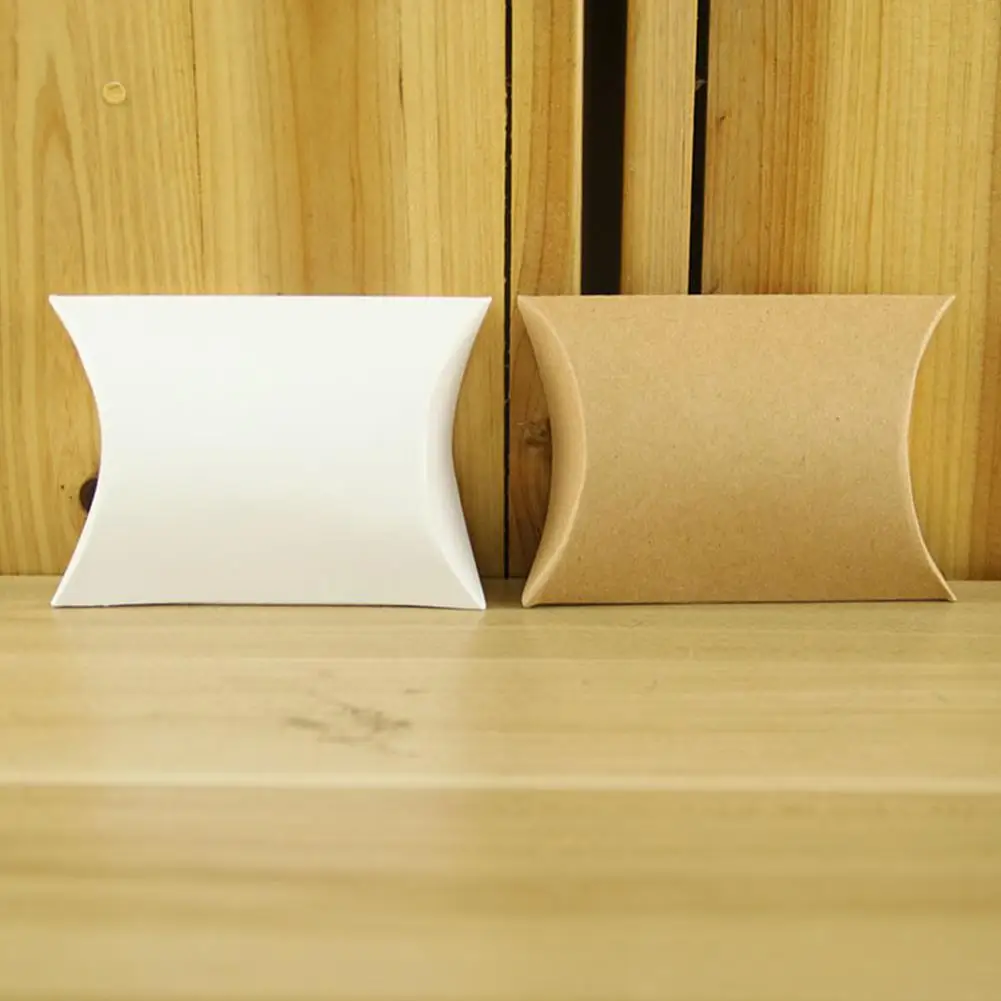 50Pcs Kraft Paper Pillow Shape Wedding Favor Gift Box Papercard Party Candy Bag Christmas Festival Supplies | Дом и сад