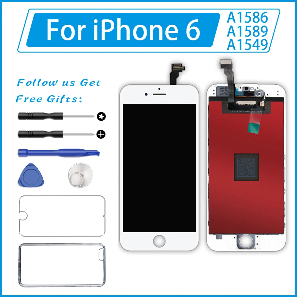 Экраны для мобильных телефонов Pantalla для iPhone 6, 6G, A1586, A1589, A1549, замена дисплея, 3D сенсорный дигитайзер, сборка экрана, без битых пикселей