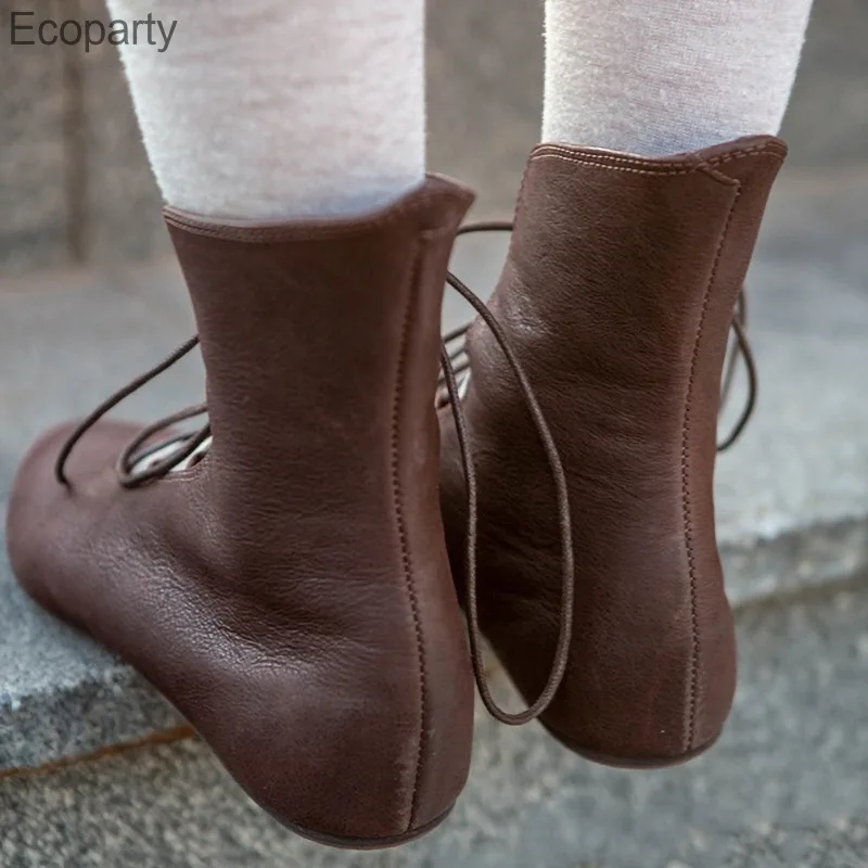 Винтажные ботинки в стиле стимпанк средневековом кожаные &quotЛолита&quot со