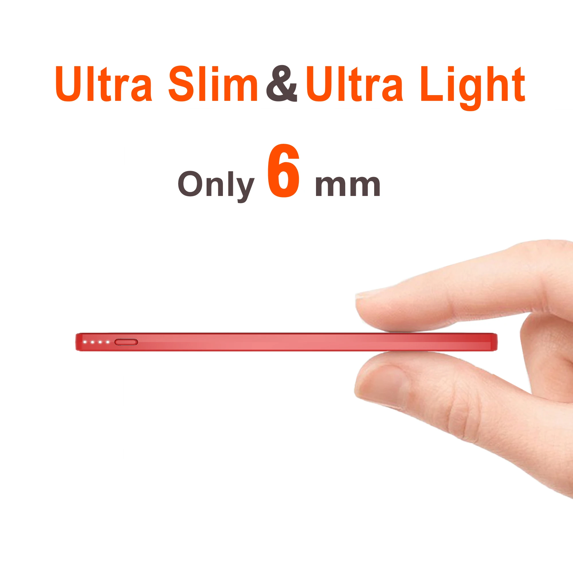 

5000mAh Ultra Thin Mini Power Bank for Android iPhone SmartWatch 6mm Aluminium Case External Battery powerbank Fast Charger