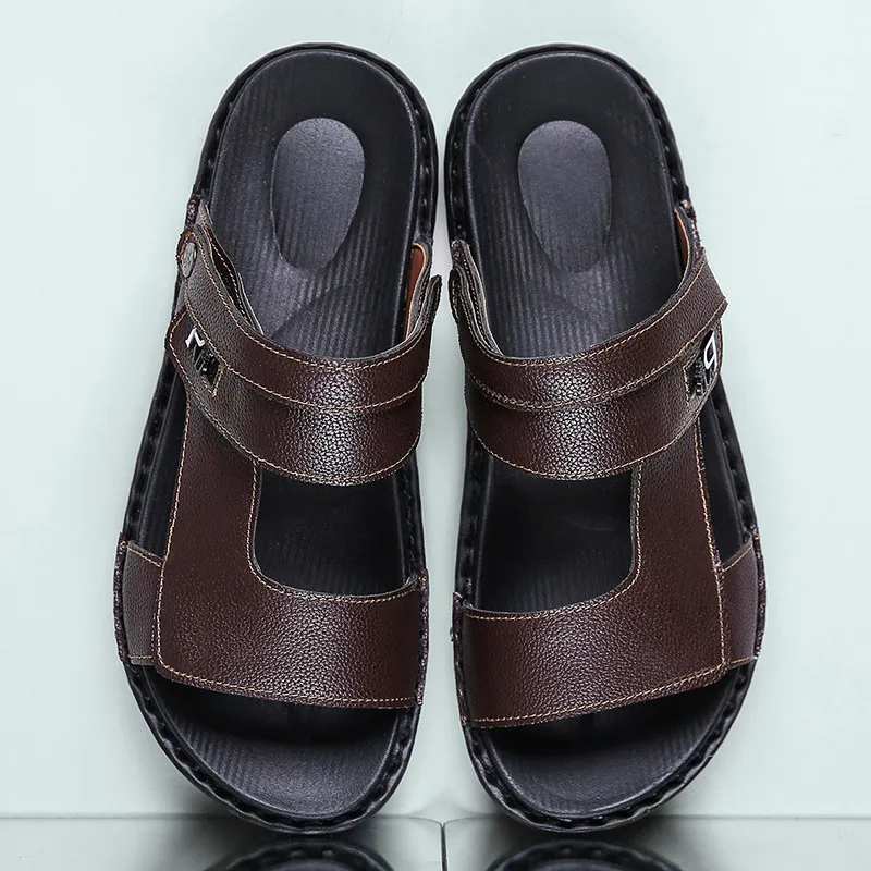 

Удобные мужские сандалии на плоской подошве, новинка 2021, модная туристическая повседневная обувь, дышащие мужские домашние тапочки, просты...