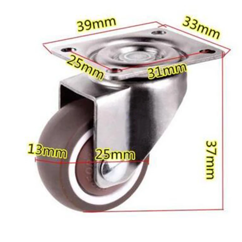 

4PCS1inch/25mm Mini High Quality Small Casters Diameter TPE Rubber Super Mute Wheels Skateboard Bicycle Accessories