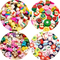 100pcsset christmas series soft ceramic loose beads fruit small animal lollipop letter diy beaded jewelry making