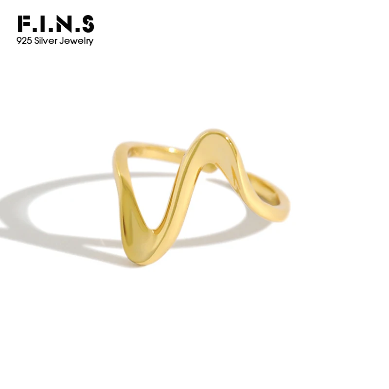 Женское кольцо с широкой волной F.I.N.S корейское ювелирное изделие из