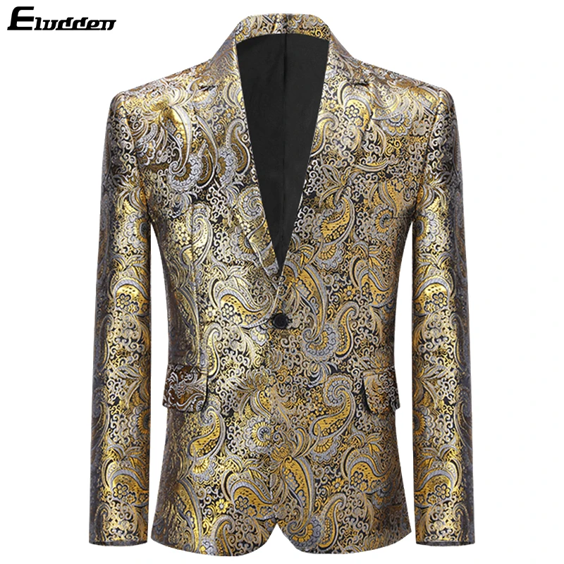 

European and American men's embroidery Blazers Wedding MC dress performance costume stage costume male singer personality suit