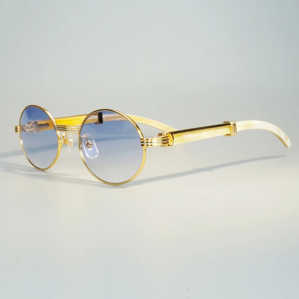 

Men Designer Sunglasses Oval Trendy Women's Sunglass Carter Clear White Horn Eyewear Retro Round Transparent Gafas De Sol