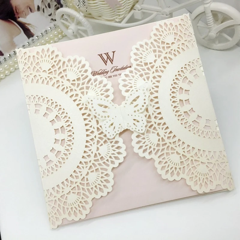 

Butterfly Square Wedding Invitations Card Bridal Shower Engagement Mariage Birthday Graduation Thank you Cards Invite
