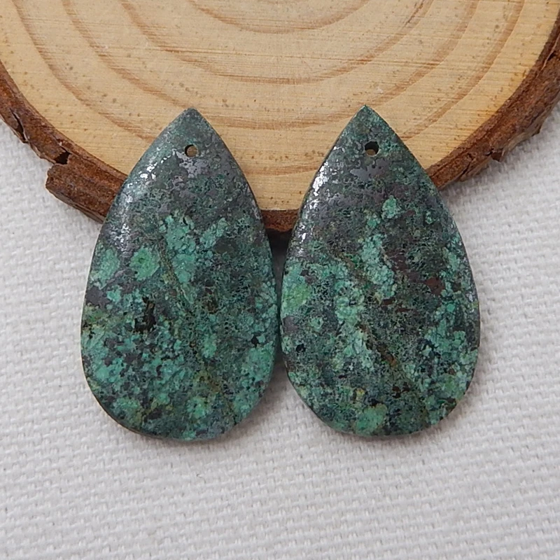 1 пара серьги из натурального камня в африканском стиле с бирюзой 30x18x4 мм 7 5