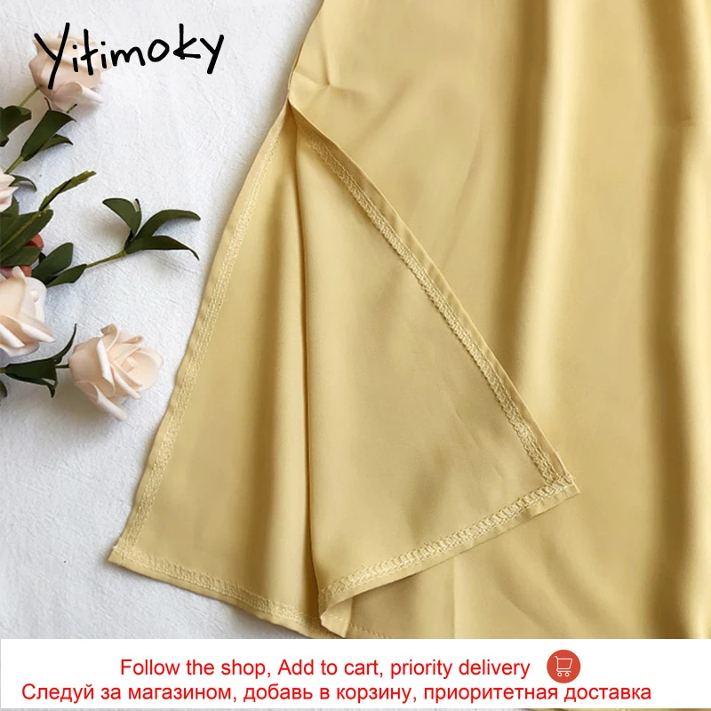 

Yitimoky Slit Spaghetti Strap Dresses Women Summer 2021 Sexy Casual New Fashion Straight Backless Sleeveless White Long Dress