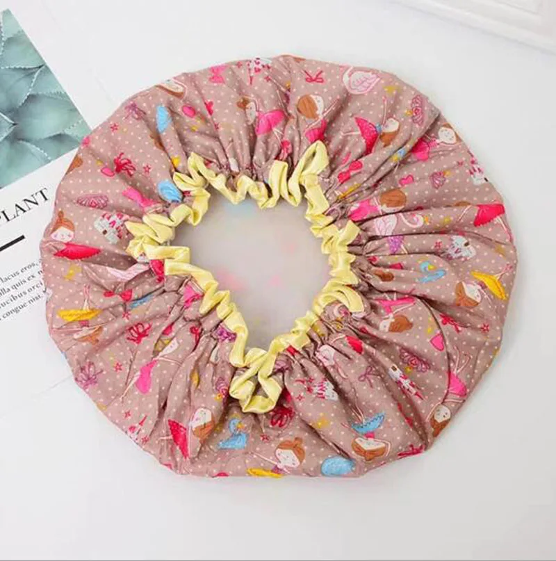 

Hot Sale Thickened Adult Double-layer Shower Cap Waterproof Shampoo Cap Cartoon Shower Cap Bathing Accessory Hair Salon Product