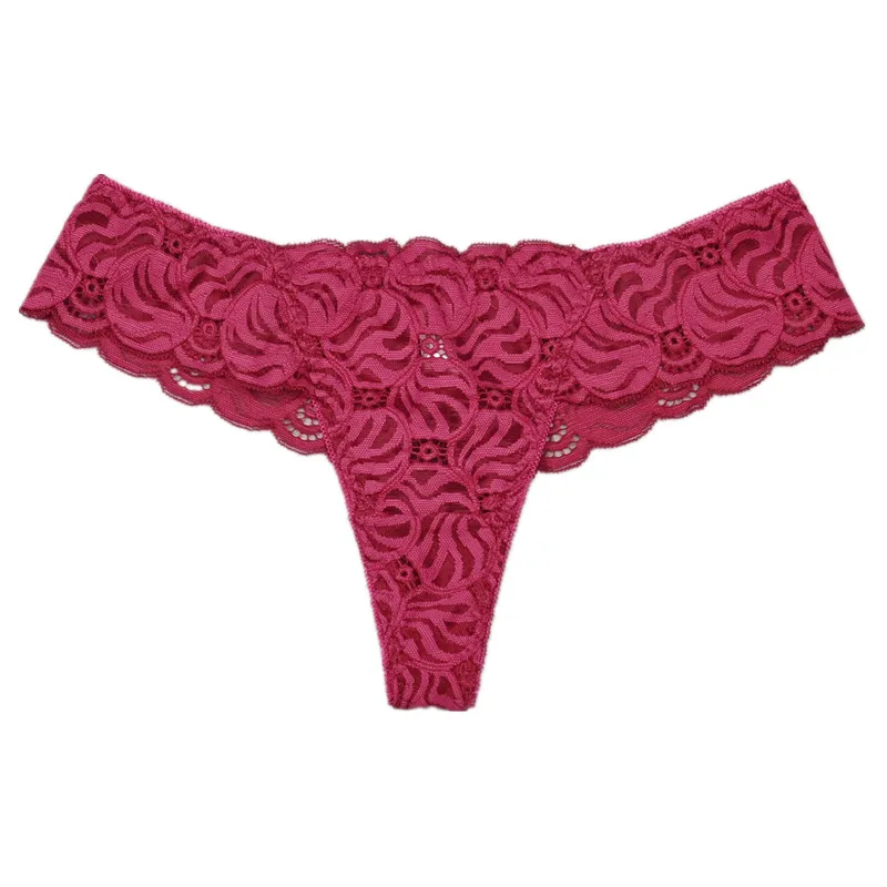 

X Women's Solid Full Lace Transparent Panties Temptation Polyester Lace Sexy T Underwear Thong Low Waist Seamless Embroidery