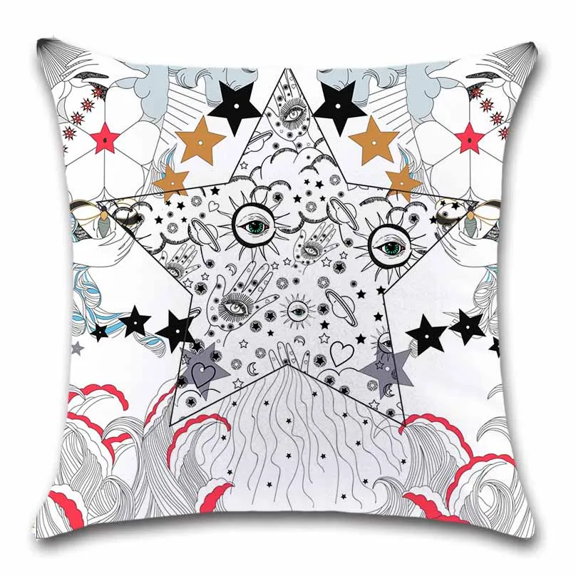 Таро геометрические декоративные белые тканевые чехлы на подушку декоративный
