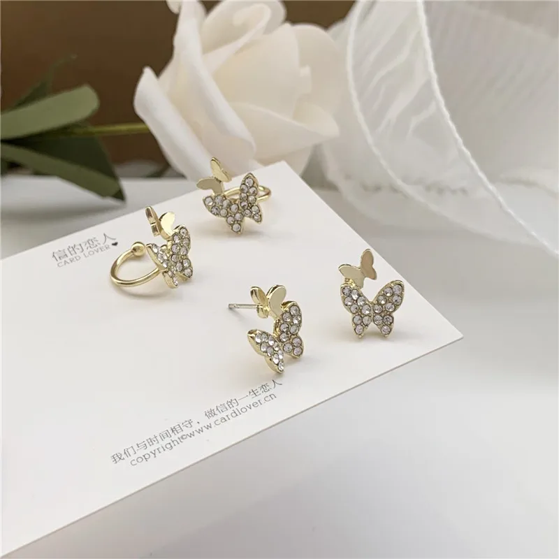 

Shiny Butterfly Cute Rhinestone Ear Cuffs Exquisite Simple Earrings for Women