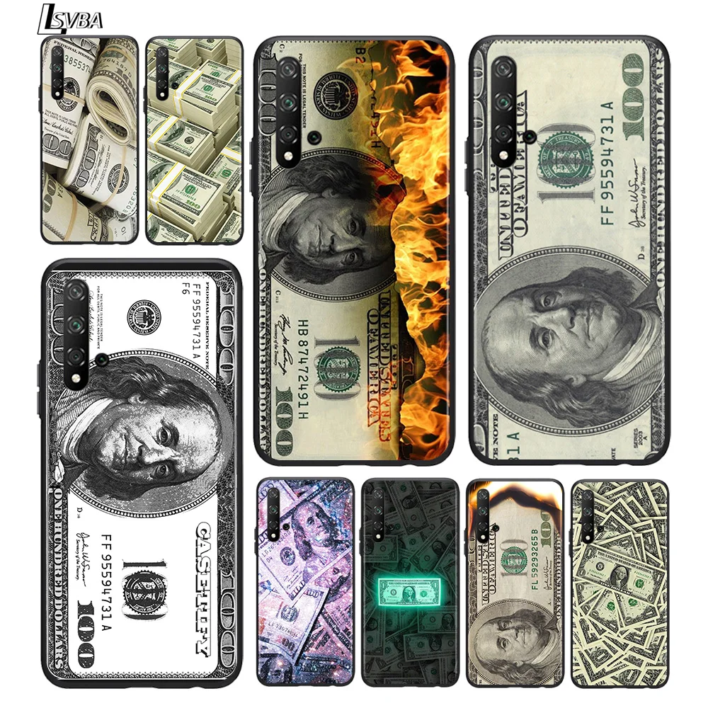 

U.S. Dollar Money For Huawei Honor 10 20 30 10i 20i 30i 10X V20 V30 20S 30S 30i X10 Pro Plus Black Silicone Phone Case