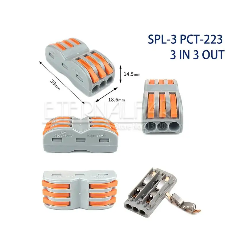 PCT-223 Тип PCT-212 32A 250V 4KV Многофункциональный быстрый соединитель провода 28-12AGW водонепроницаемый BV VR 213 SPL-2 нажимной клеммный блок - Цвет: PCT-223