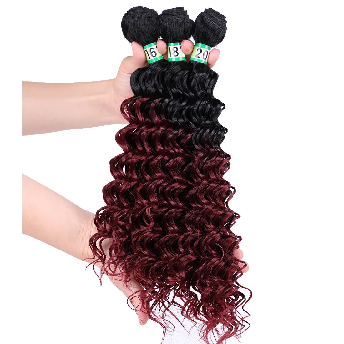 

Ombre Burgundy Deep Curly Hair Bundles Wine Red Weave Bundles 16 18 20 inches Extensions for Black Women