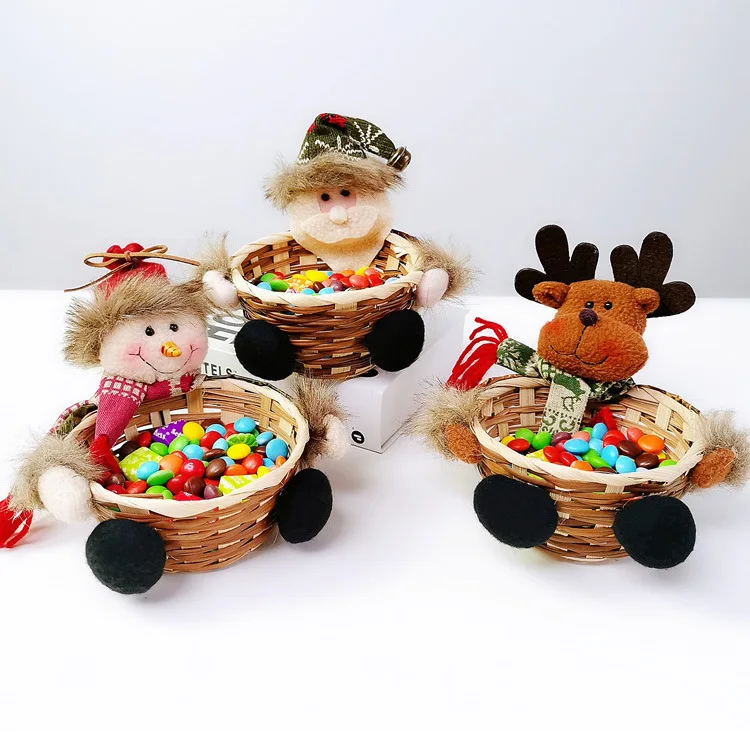 Рождественская бамбуковая корзина Рождественское украшение для хранения дома