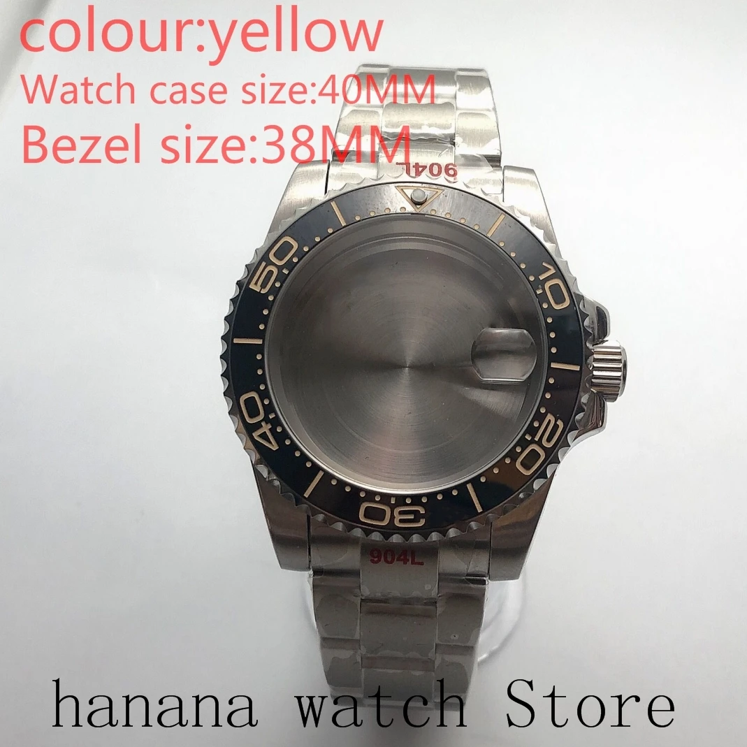 

Suitable NH35 / NH36 Mingzhu2813 Miyota self-winding yellow 40mm stainless steel case with rotating bezel sapphire glass