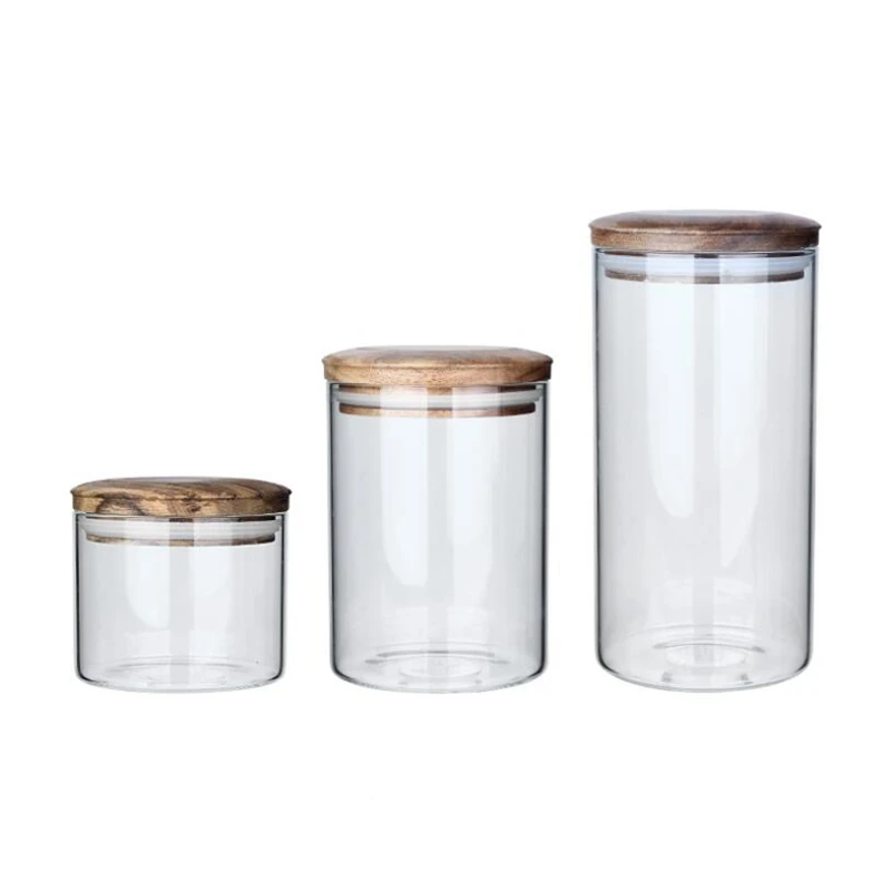Стекло банку с бамбуковой крышкой герметичный канистра Еда хранения Контейнер