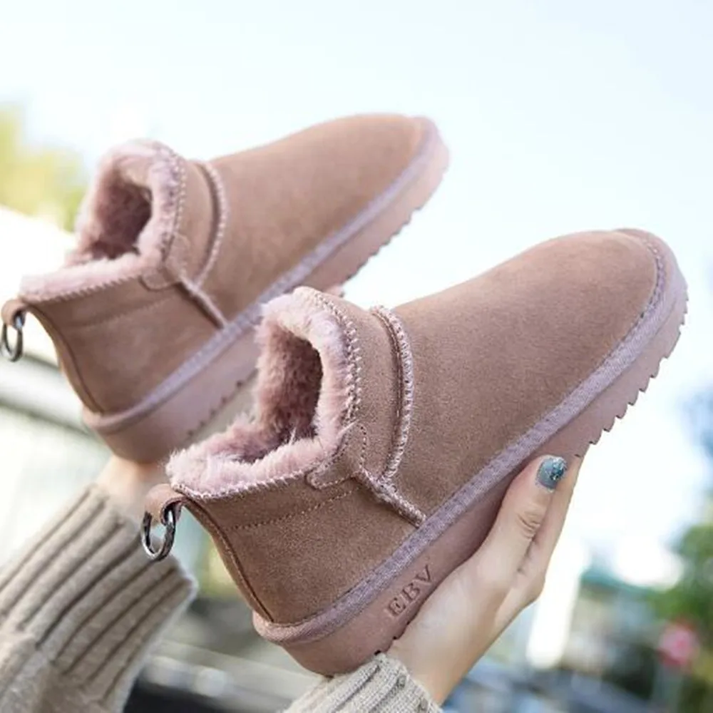 2021 Snow Boots Women's New Winter Wild Korean Short Tube Flat Bottom Bread Shoes Students Plus Velvet Cotton | Обувь