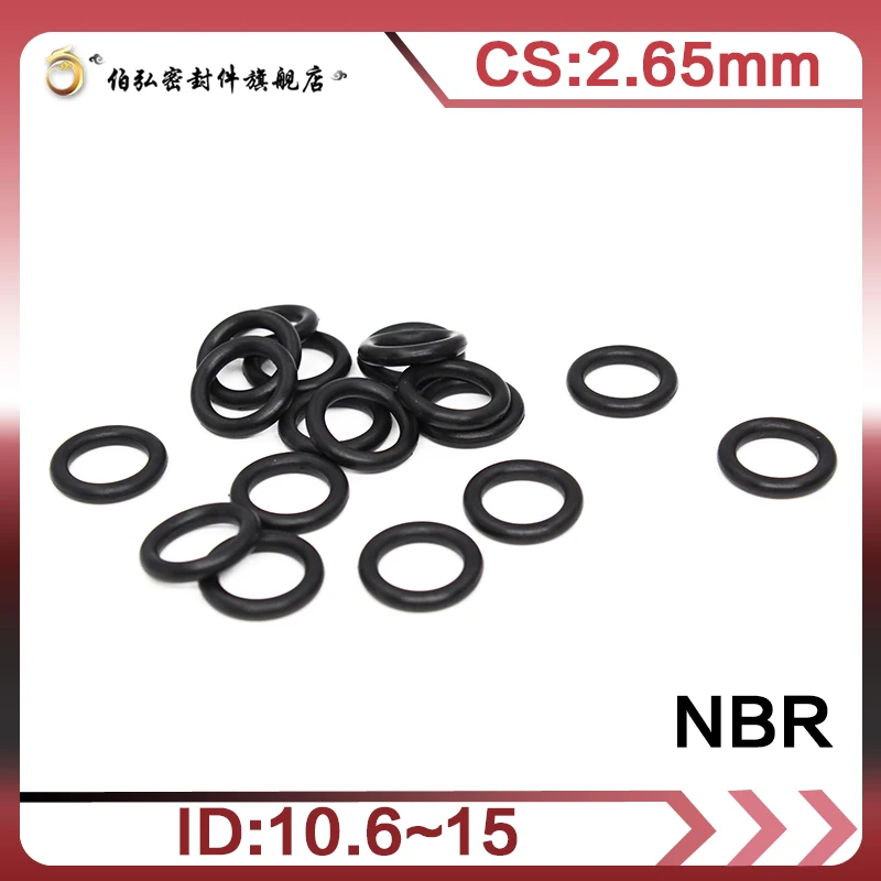 

Nitrile Rubber O-Ring 50PCS/lot Black NBR Sealing CS2.65mm ID10.6/11.2/11.8/12.5/13.2/14/15mm O-Ring Seal Gasket Ring