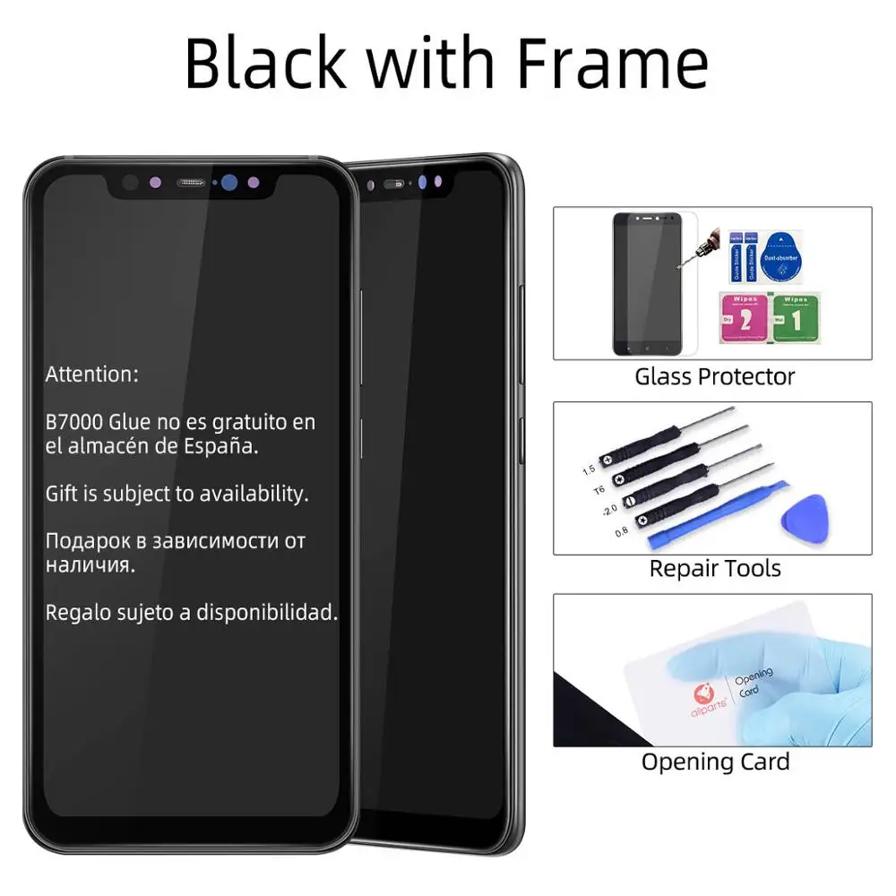 Black with Frame Дисплей для Xiaomi Mi 8 LCD в сборе с тачскрином 6.21'' черныйсплей - Цвет: Black with Frame