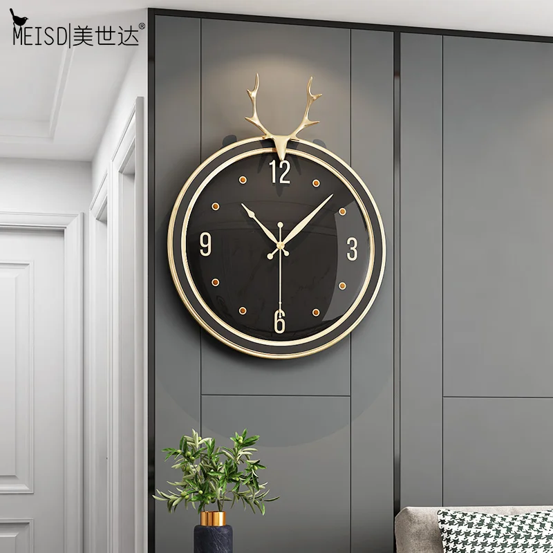 MEISD Качественные полимерные настенные часы круглые черные Висячие кварцевые