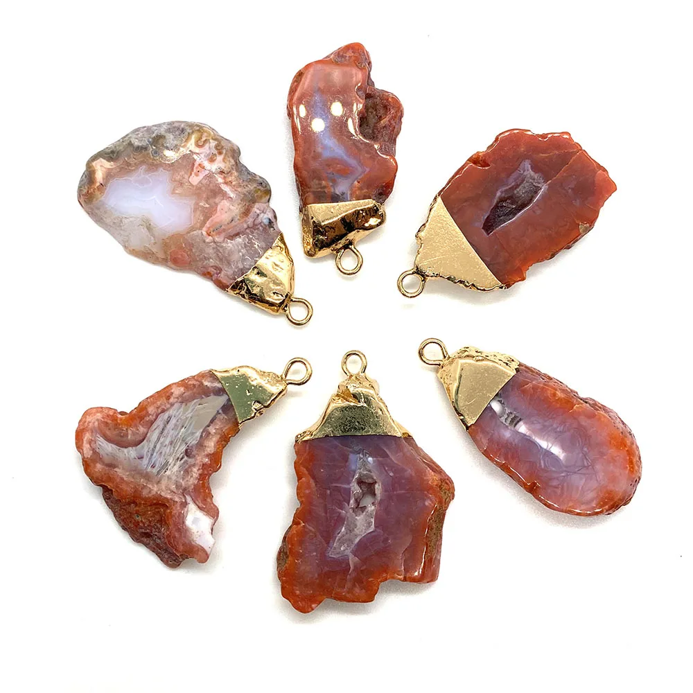 

Natural Agate Geode Agate Slice Pendant Craft Mineral Collection Healing Crystal Stone DIY Pendant Ladies Jewelry Making 1 Piece