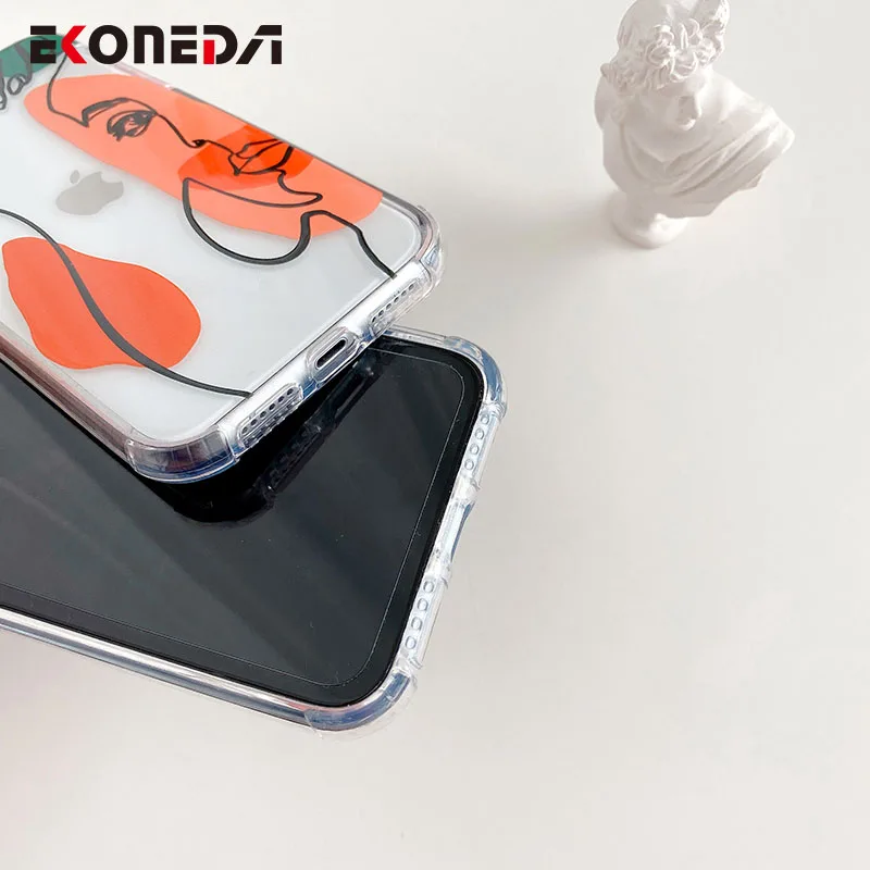 

EKONEDA Abstract Line People Phone Case For iPhone 11 12 Pro XS Max XR X 7 8 Plus Protective Soft Silicone Cases Cover Shell