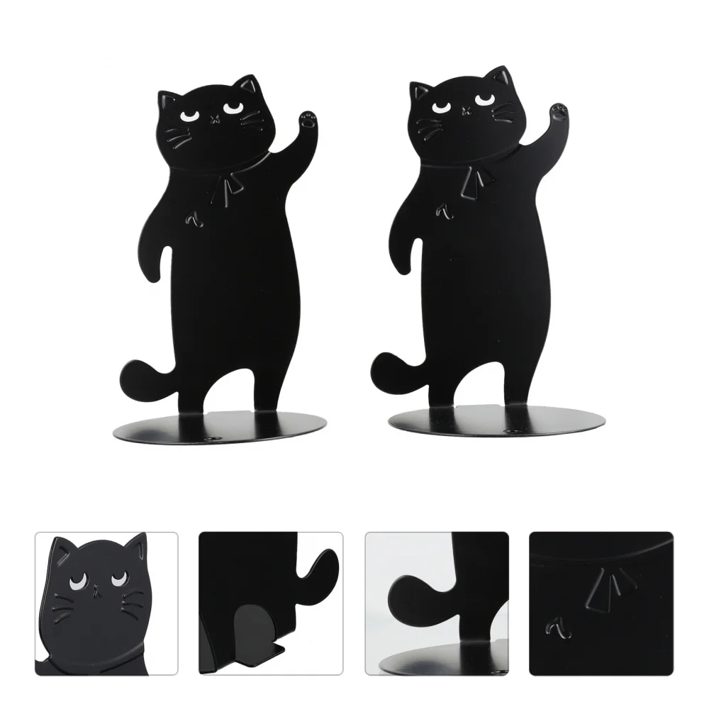

1 Pair Cat Shape Bookends Bookshelf Baffle Book Organizer Iron Bookends