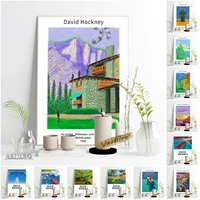 david hockney pop art landscape exhibition museum poster retro wall art canvas painting high quality print gallery home decor