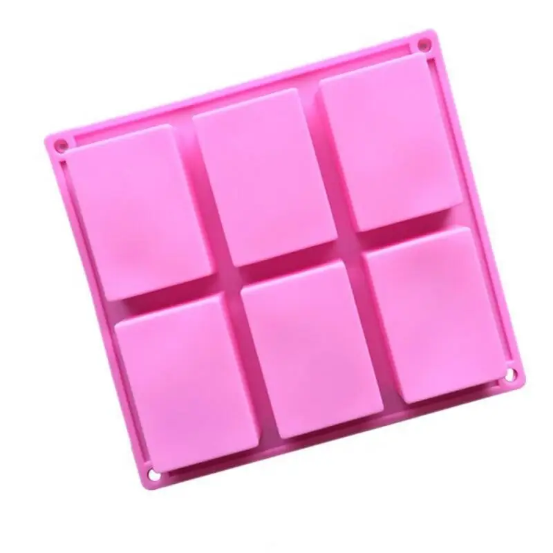 Silicone Soap Molds 6 Cavity Hole Rectangle DIY Baking Mold Tray Handmade Cake Biscuit Chocolate Moulds LX7953 |