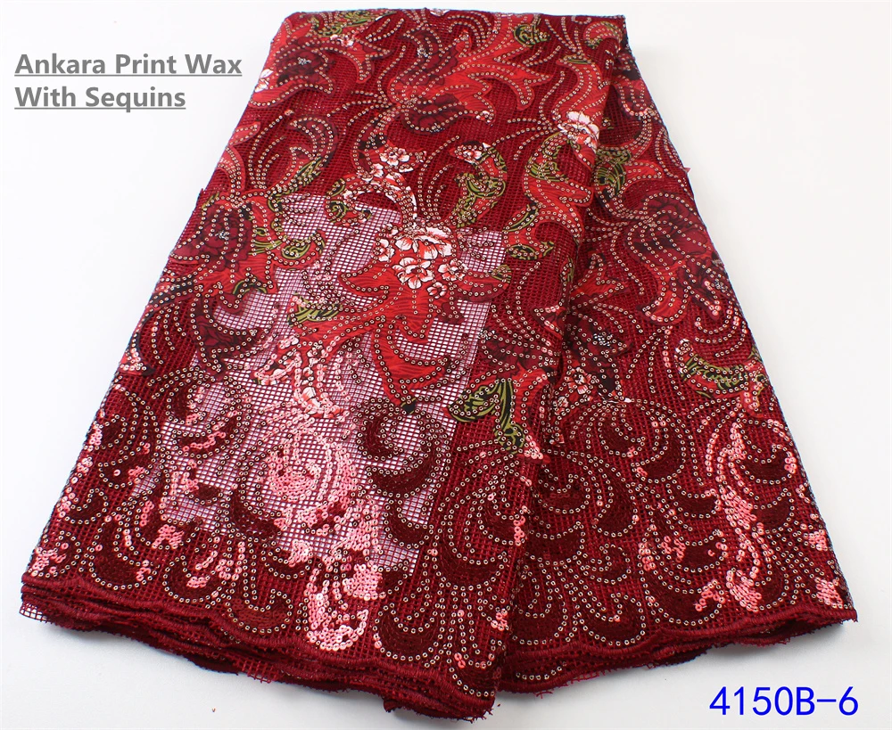 

NI.AI New Arrival Sequins Wax Fabric Embroidery African Lace Fabric With Sequins Nigerian Tulle Lace Wax Fabric For Party 4150B
